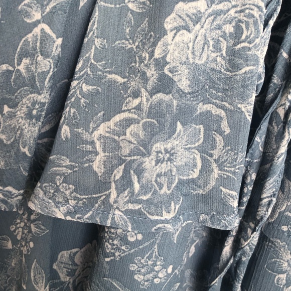 NWOT Altar'd State Dusty Blue Floral Dress with Tiered Skirt - Picture 6 of 8